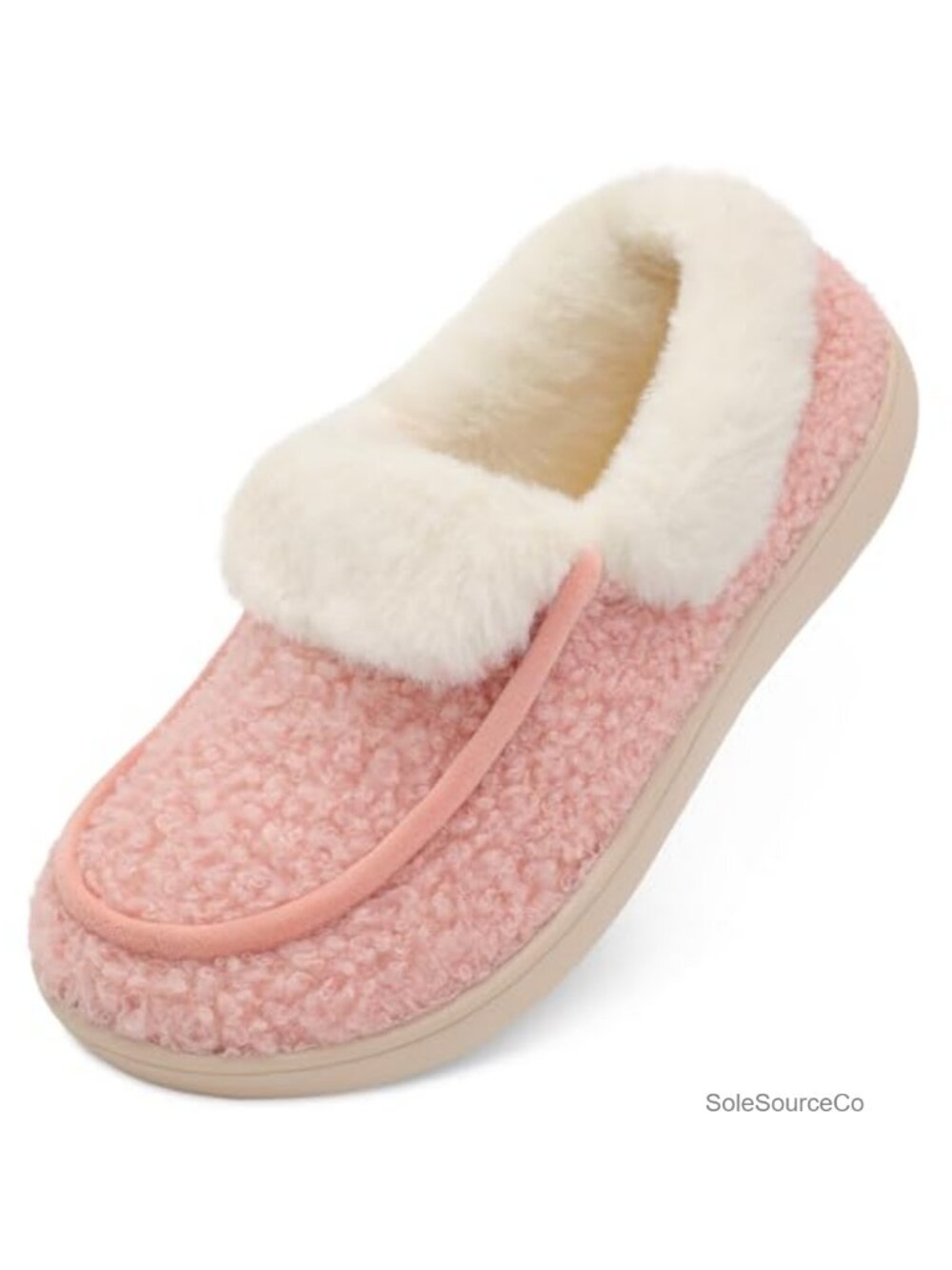 Women's Fuzzy Fur Collar Slipper Boots Warm House Shoes Wide Toe